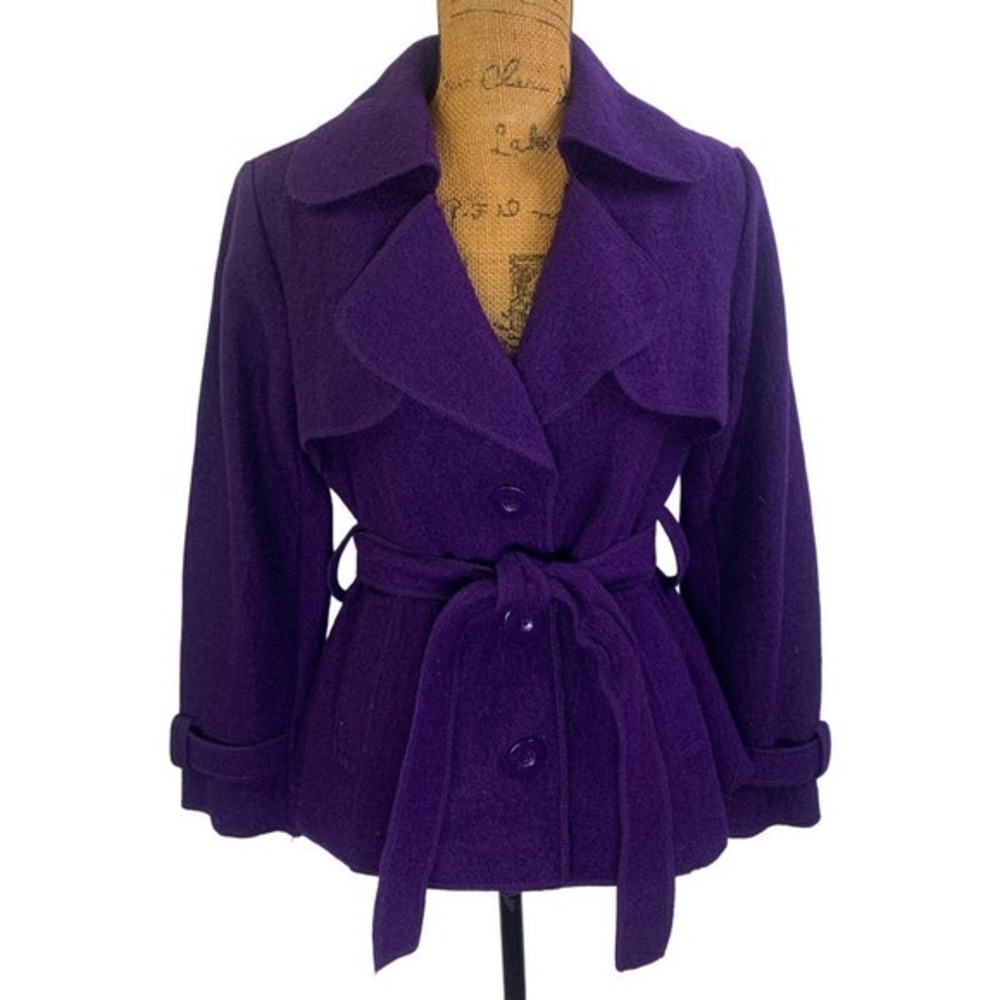 SANDRO Wool Structured VNeck Collared Belted Button Front Business Office Blazer